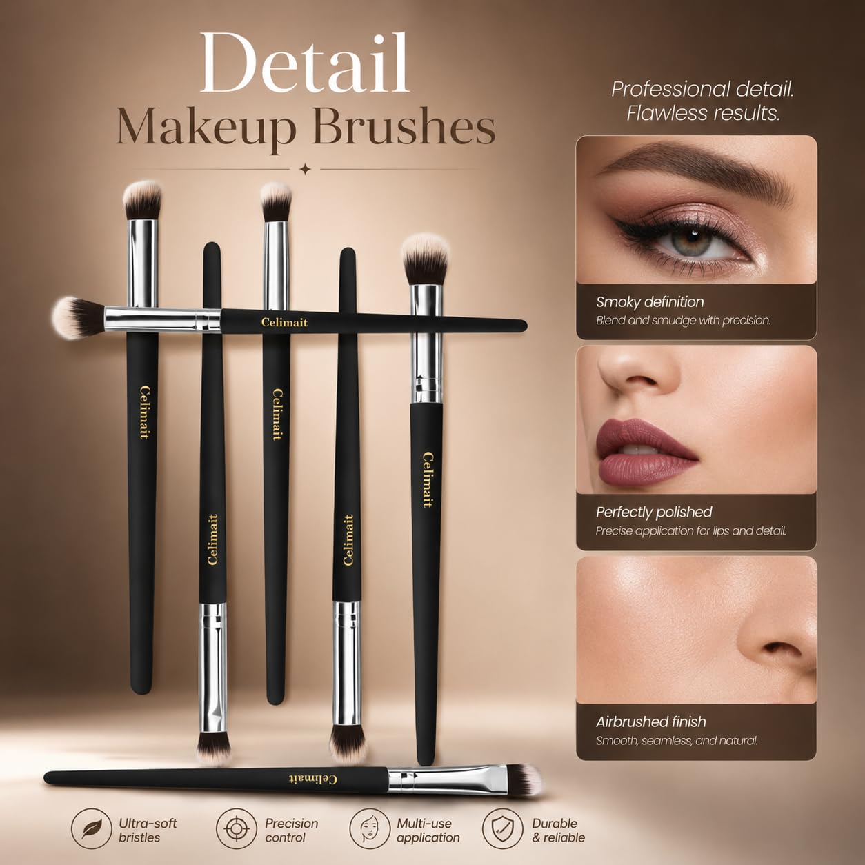 Makeup Brushes Set Professional & Beginner Friendly with Uniquely Designed Case, Soft Synthetic Bristles for Foundation Contour Blush Concealer Highlight Blending Eyeshadow, 12Pcs(Dark White)