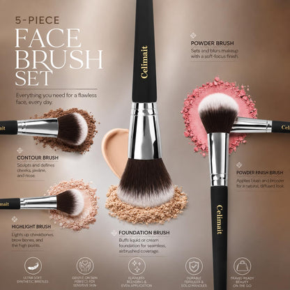 Celimait Makeup Brush Set with Case, Soft Synthetic Bristles