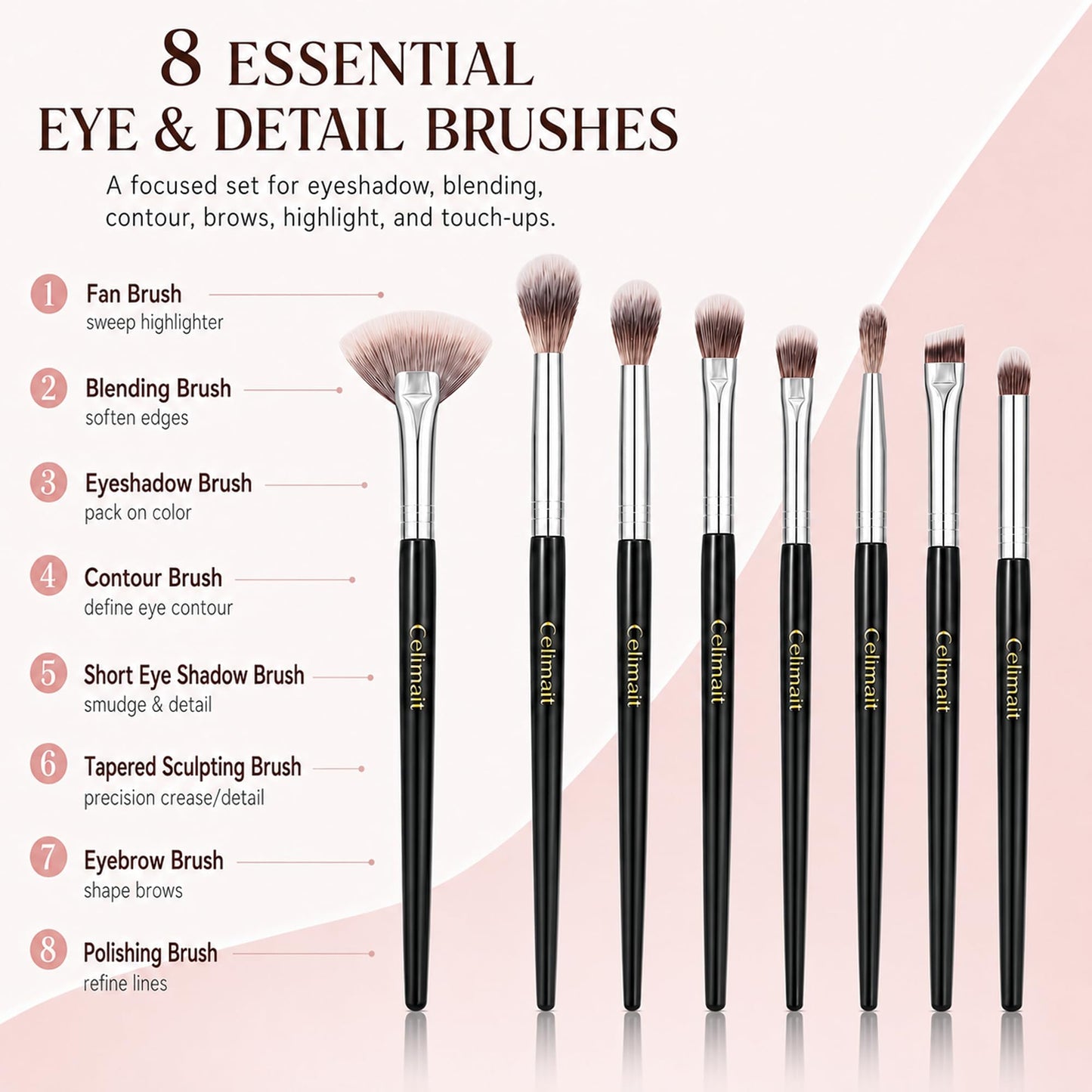 Makeup Brushes Set Professional & Beginner Friendly with Uniquely Designed Case, Soft Synthetic Bristles for Foundation Contour Blush Concealer Highlight Blending Eyeshadow, 12Pcs(Dark White)