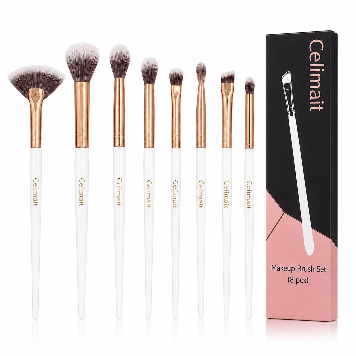 Makeup Brushes Set Professional & Beginner Friendly with Uniquely Designed Case, Soft Synthetic Bristles for Foundation Contour Blush Concealer Highlight Blending Eyeshadow, 12Pcs(Dark White)