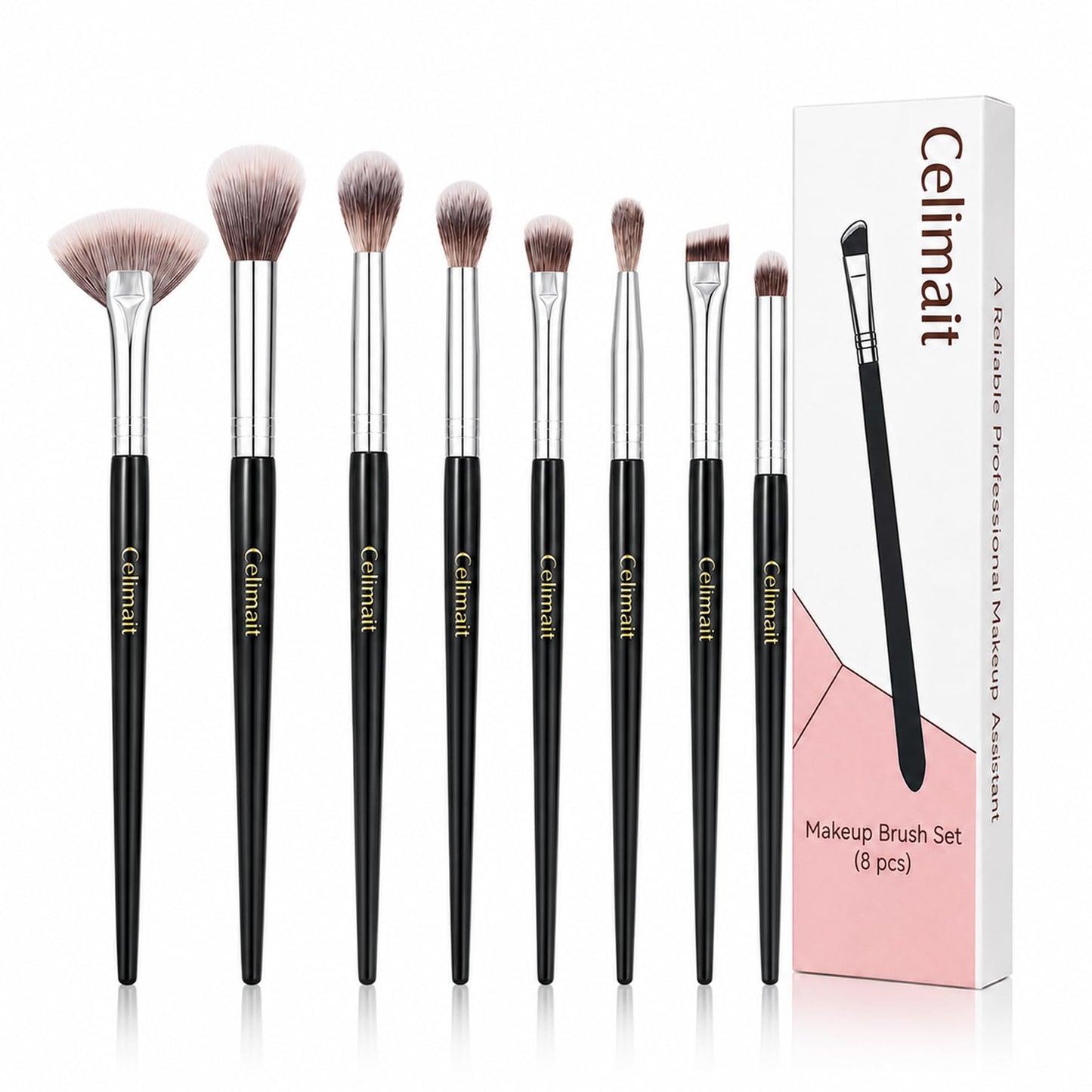 Makeup Brushes Set Professional & Beginner Friendly with Uniquely Designed Case, Soft Synthetic Bristles for Foundation Contour Blush Concealer Highlight Blending Eyeshadow, 12Pcs(Dark White)