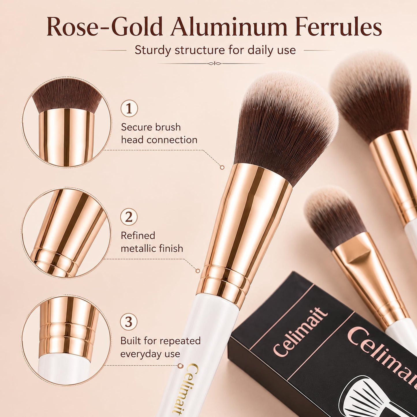 Makeup Brushes Set Professional & Beginner Friendly with Uniquely Designed Case, Soft Synthetic Bristles for Foundation Contour Blush Concealer Highlight Blending Eyeshadow, 12Pcs(Dark White)