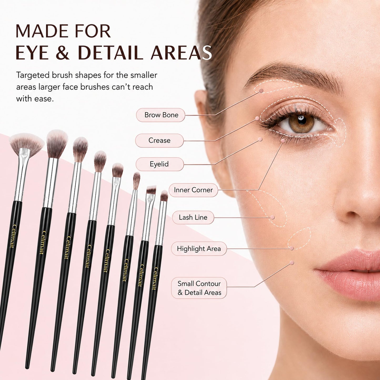 Makeup Brushes Set Professional & Beginner Friendly with Uniquely Designed Case, Soft Synthetic Bristles for Foundation Contour Blush Concealer Highlight Blending Eyeshadow, 12Pcs(Dark White)