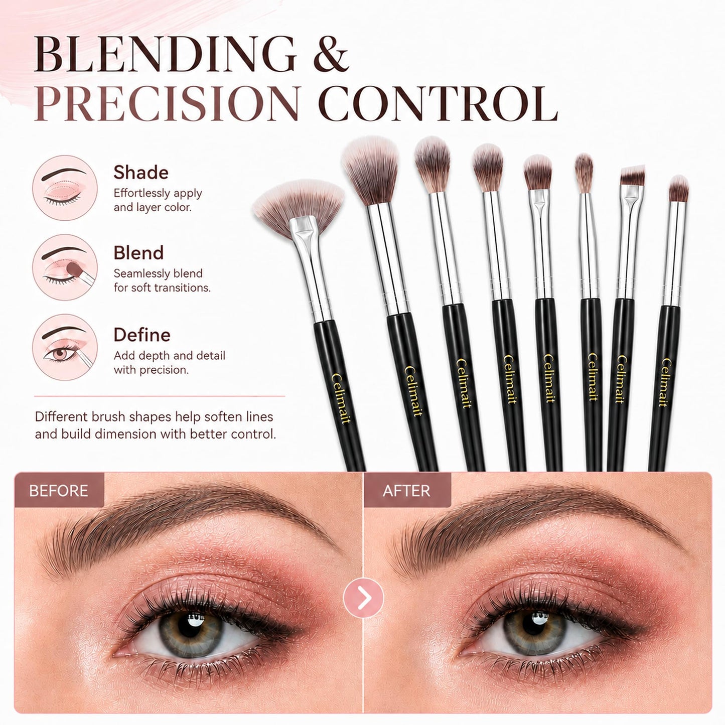 Makeup Brushes Set Professional & Beginner Friendly with Uniquely Designed Case, Soft Synthetic Bristles for Foundation Contour Blush Concealer Highlight Blending Eyeshadow, 12Pcs(Dark White)