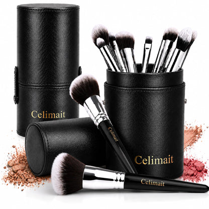 Celimait Makeup Brush Set with Case, Soft Synthetic Bristles