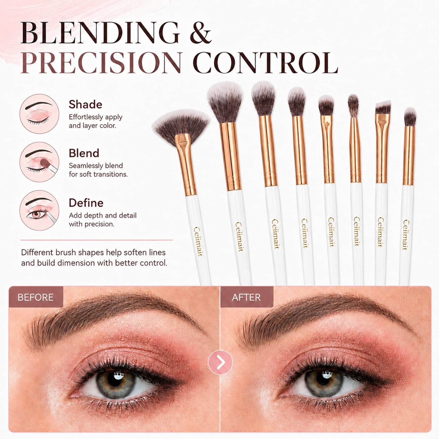 Makeup Brushes Set Professional & Beginner Friendly with Uniquely Designed Case, Soft Synthetic Bristles for Foundation Contour Blush Concealer Highlight Blending Eyeshadow, 12Pcs(Dark White)