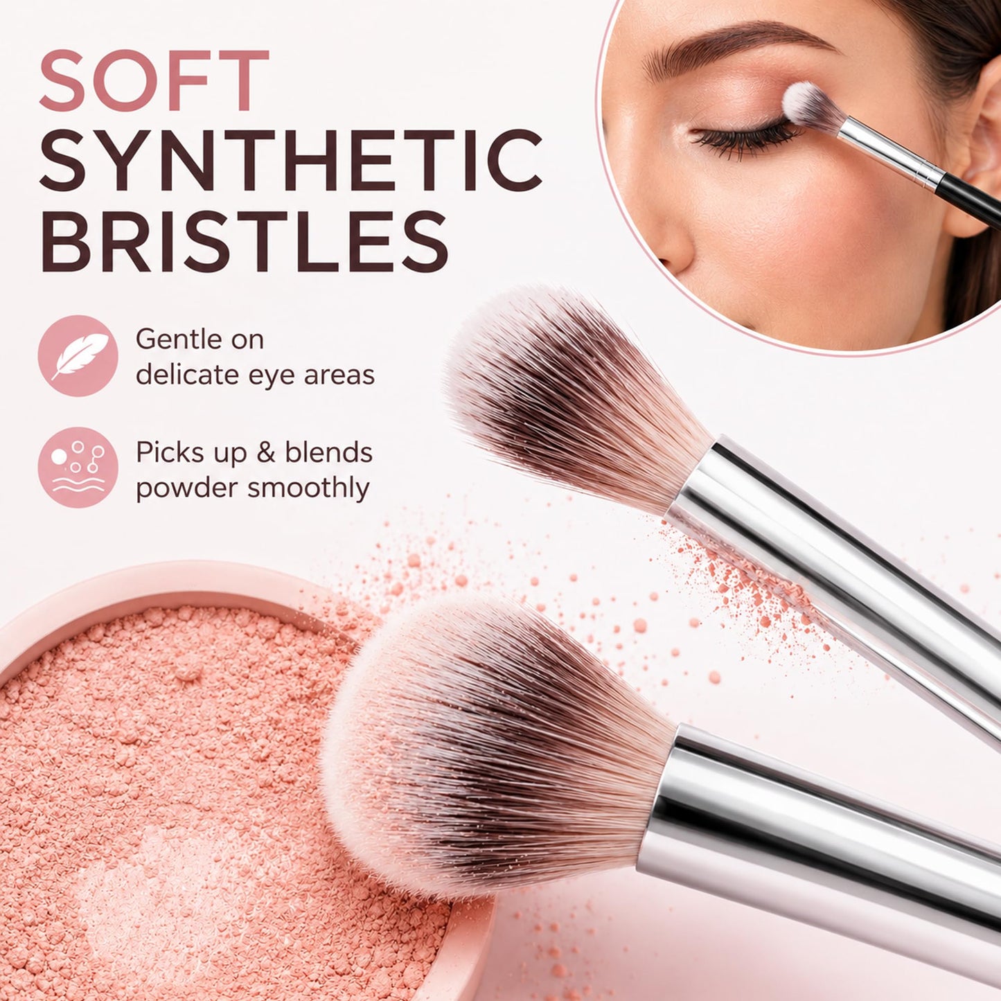 Makeup Brushes Set Professional & Beginner Friendly with Uniquely Designed Case, Soft Synthetic Bristles for Foundation Contour Blush Concealer Highlight Blending Eyeshadow, 12Pcs(Dark White)